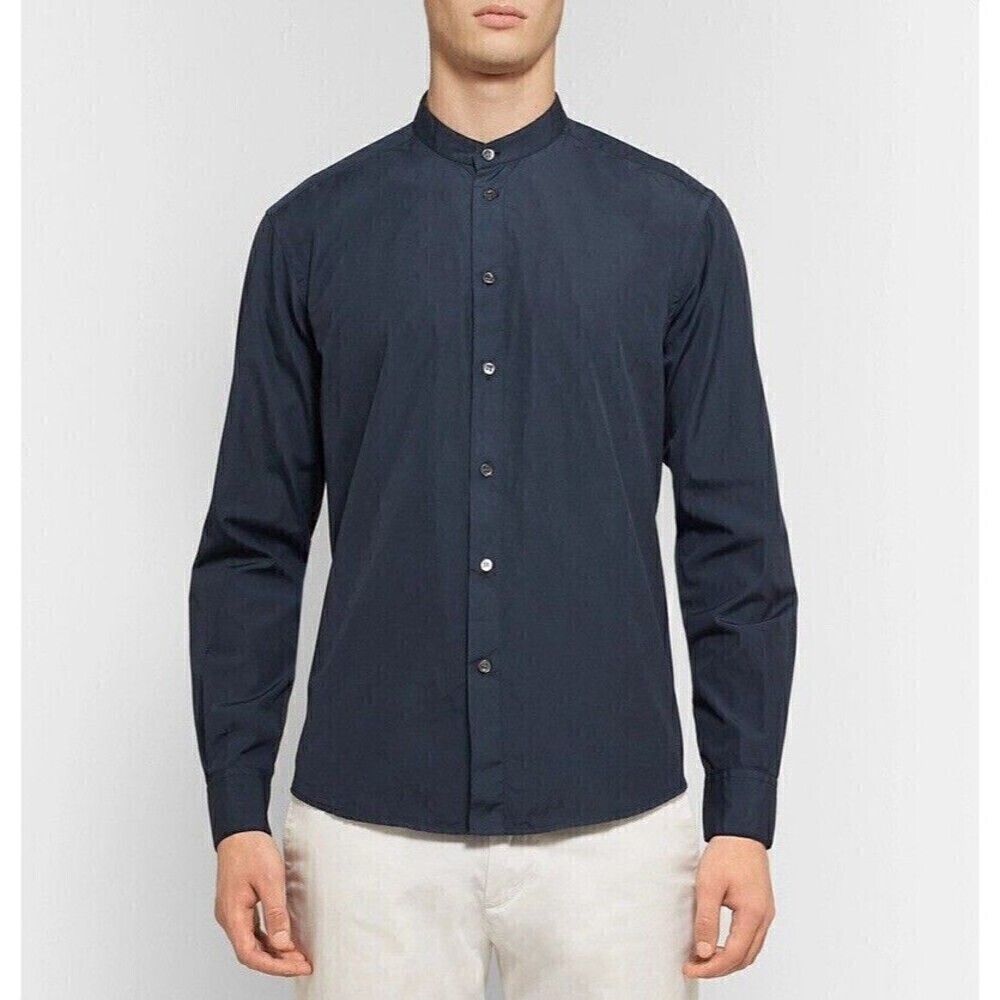 Vince Navy Mandarin Button Up Casual Shirt Large